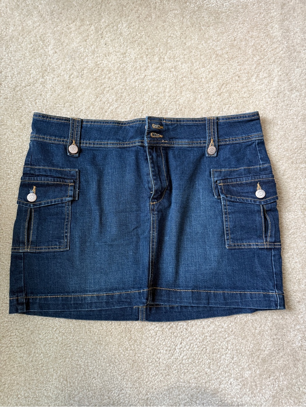 Old Navy Dark Blue Denim Mini Skirt with Cargo Pockets